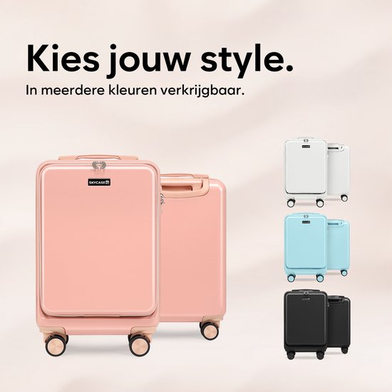 SC Handbagage Koffer 35L - Lichtgewicht Trolley - TSA-slot en Laptopvak - Reiskoffer met Handig Voorvak - 55 cm - Roze