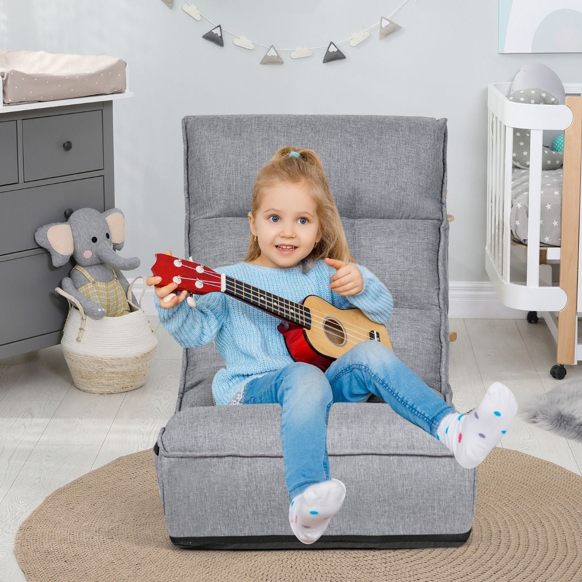 Coast Floor-Making Stoel 4-voudig verstelbare gamingvloer Sofa met rugleuning grijs
