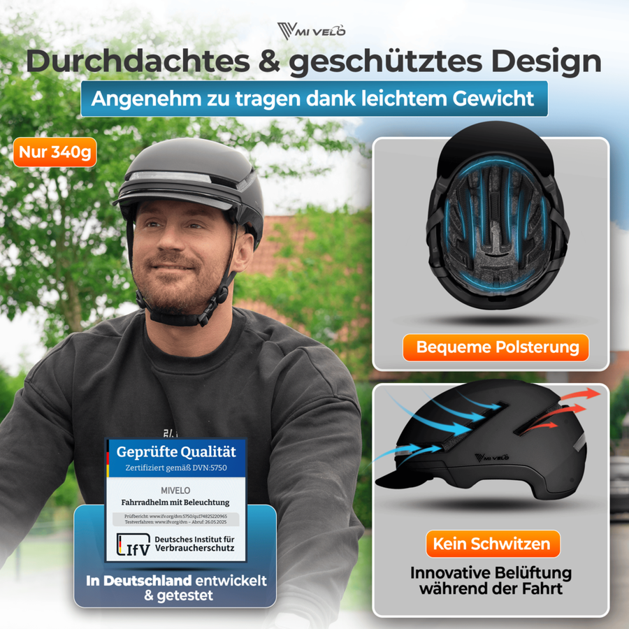 Nova Fietshelm - LED - USB-C - Unisex - Maat L