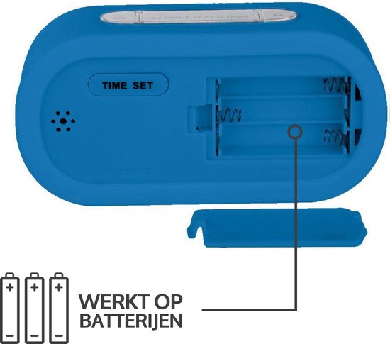 JAP AP17 digitale wekker - Stevige alarmklok - Met snooze en verlichtingsfunctie - Beschermhoes van rubber - Blauw