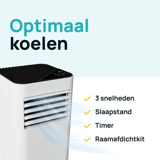 MOA Mobiele Airco - 9.000 BTU - 3-in-1 - Met Afstandbediening - Tot 30m² - Airconditioner met Ontvochtigingsfunctie - Raamafdichtingskit - Wit
