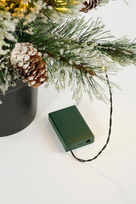 Black Box Trees Vandans Kunstkerstboom met Verlichting - Kerstboom H90 x Ø48 cm - Kunstboom in Pot met Besneeuwde Takken - Groen