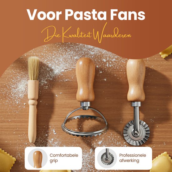 Tavola - Pastamachine + Pasta droogrek - Pasta maker - Pasta maken - Ravioli maken - RVS - Housewarming cadeau