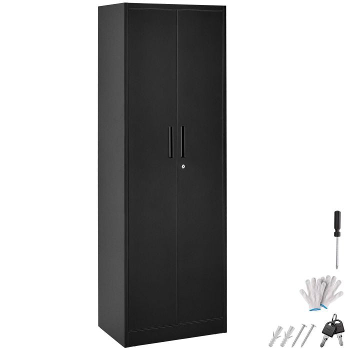 tectake Archiefkast Brandon – Gepoedercoat Staal – 60x40x180,5 cm – Zwart