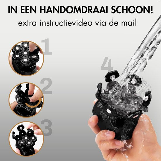 6-in-1 Scheerapparaat Mannen + Extra Scheerkop – Trimmer - Tondeuse - Sansbeauté® Skull Sharp PRO - Nat & Droog - Face en Head Shaver – Hoofd Kaal Scheren - Draadloos Opladen - Opzetstukken