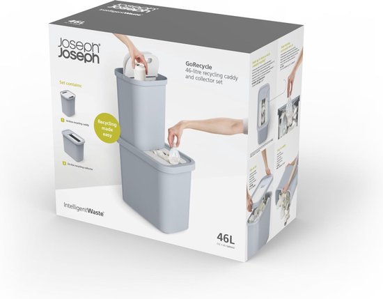 Joseph Joseph - GoRecycle - Recycling Afvalemmer - Set van 2 Stuks - 46 liter - Blauw