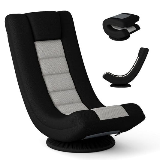 Coast Draaibare Gamingstoel - Verstelbaar - Opvouwbaar - 360° Draaibaar - Ergonomisch - Grijs/Zwart