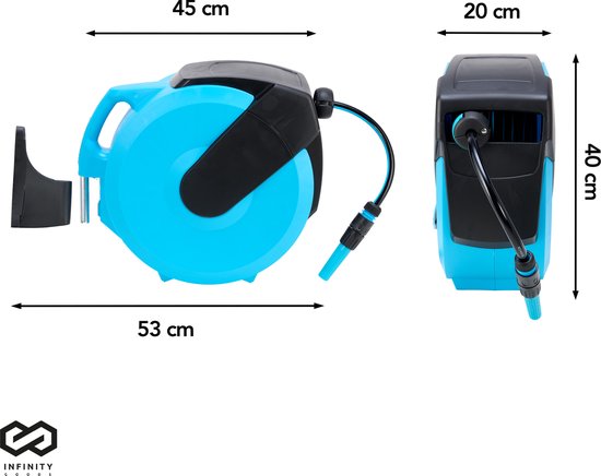 Infinity Goods Wandslangbox - 25 Meter - Tuinslang Met Haspel - 180° Draaibaar - Automatisch