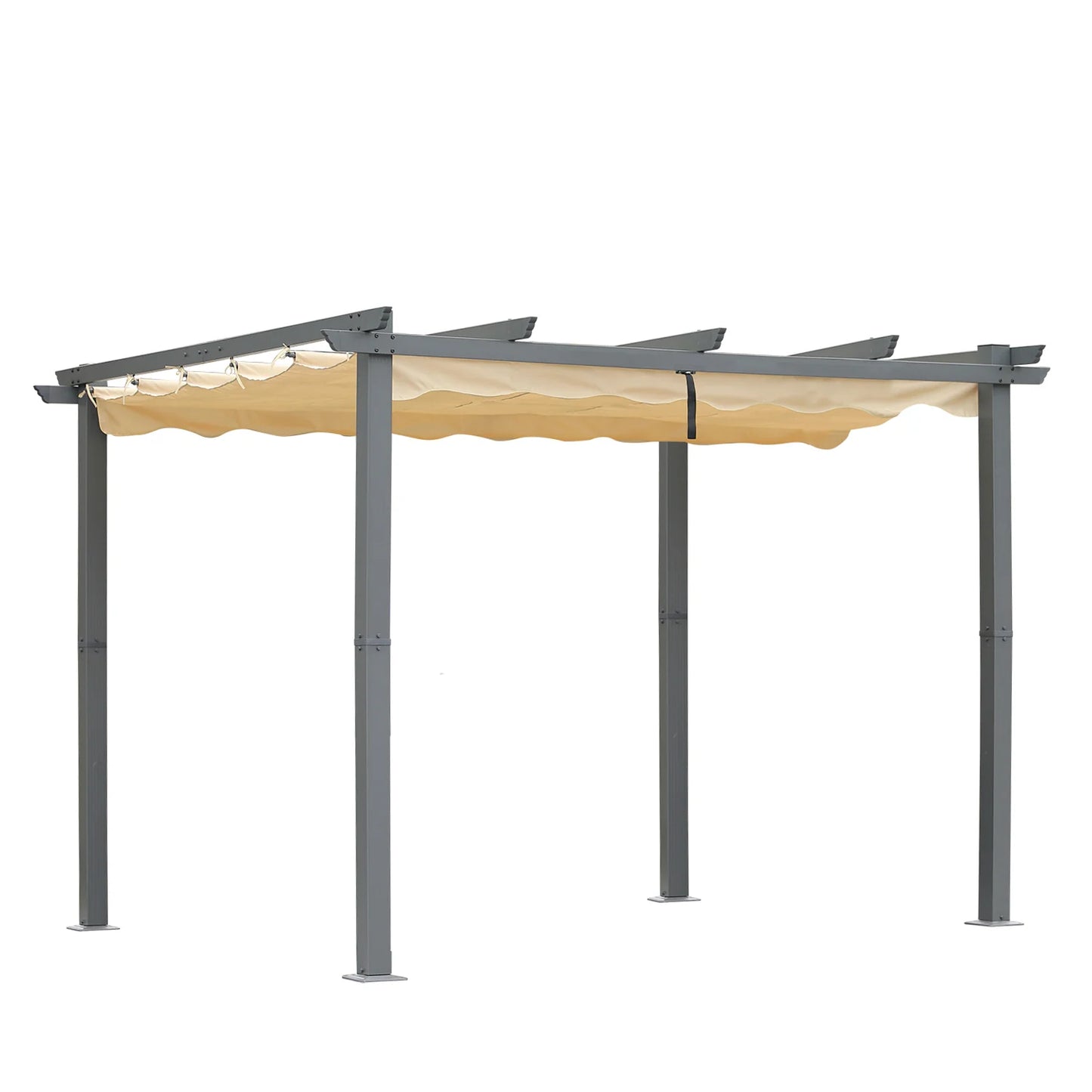 Angel Living Aluminium Pergola 3×4 m Beige – Verstelbaar Polyesterdak, Stalen Dakbuizen, Poedercoating