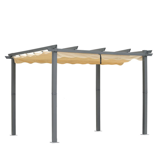 Angel Living Aluminium Pergola 3×4 m Beige – Verstelbaar Polyesterdak, Stalen Dakbuizen, Poedercoating