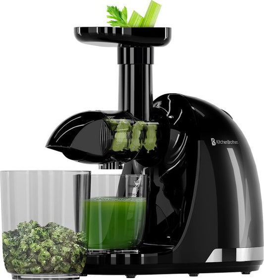 KitchenBrothers Slowjuicer - Sapcentrifuge - Groenten en Fruitpers - 700ml - Met Pulpreservoir - Juicer - Zwart