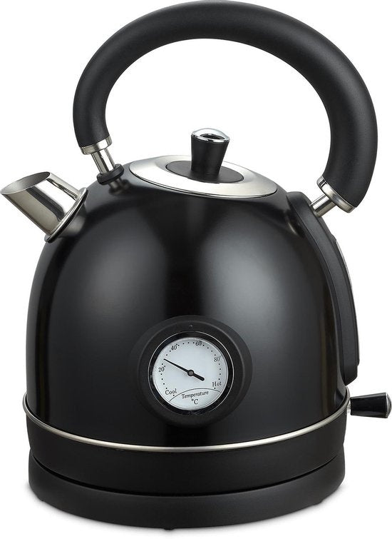 MOA Waterkoker Retro - 1.8L - RVS - BPA vrij - 2200W - 27.50x23.50x19.50 cm - Zwart