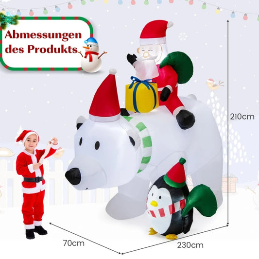 Costway Opblaasbare Kerstdecoratie – Incl. LED & Accessoires – 230 x 70 x 210 cm – Veelkleurig
