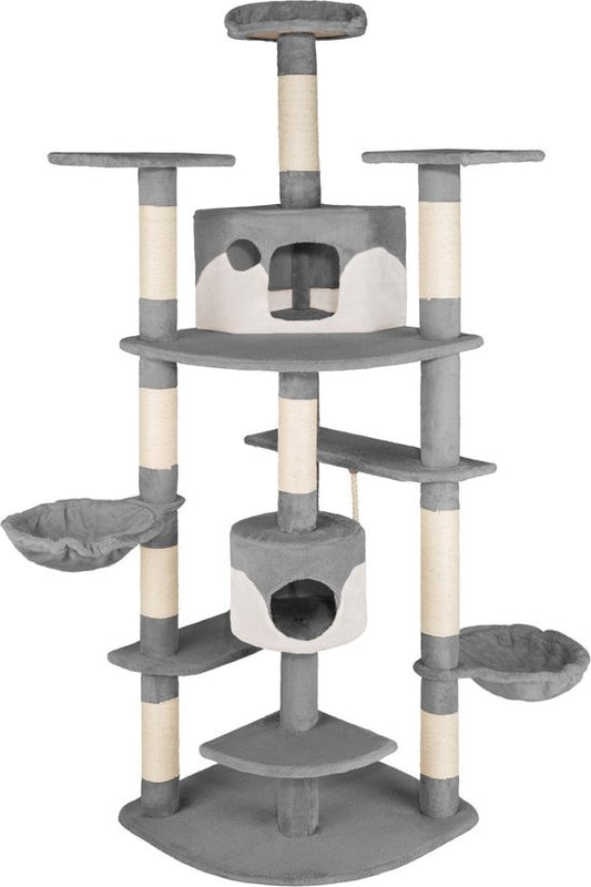 tectake® - Krabpaal Fippi grijs/wit - 402184 - kattenkrabpaal - kattenpaal