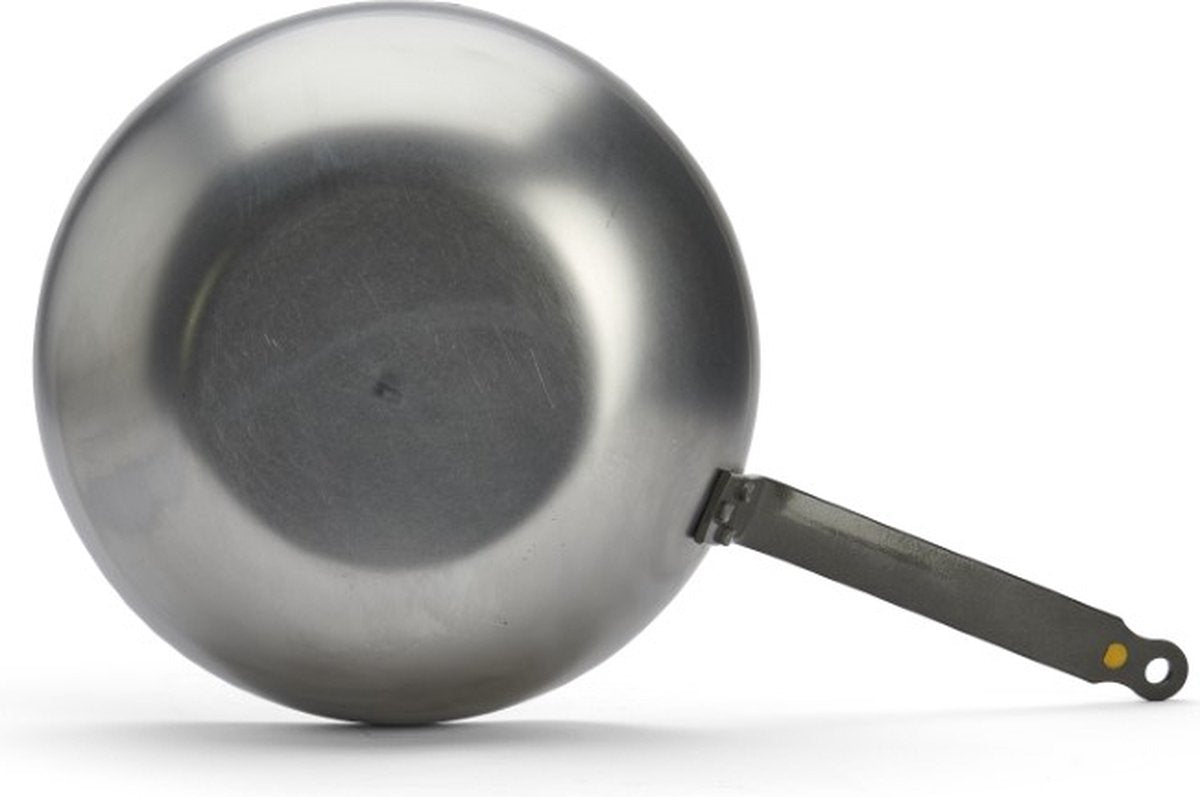 De Buyer Wok – Plaatstaal – Ø 28 cm – Brede Bodem – Grijs – PFAS-vrij – Geschikt voor Inductie