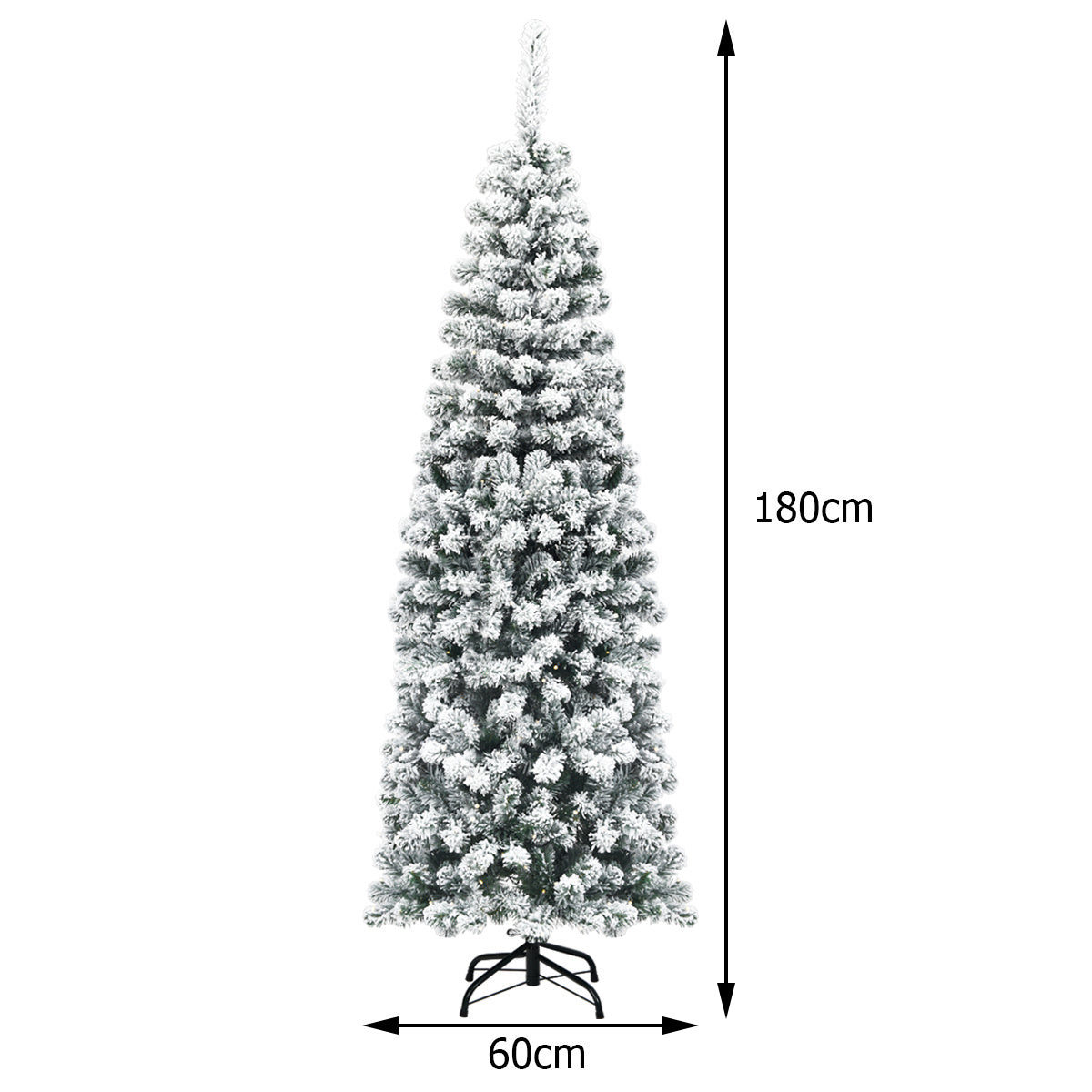Coast Potlood Kerstboom Met Sneeuw - Met Metalen Voet - 180 cm