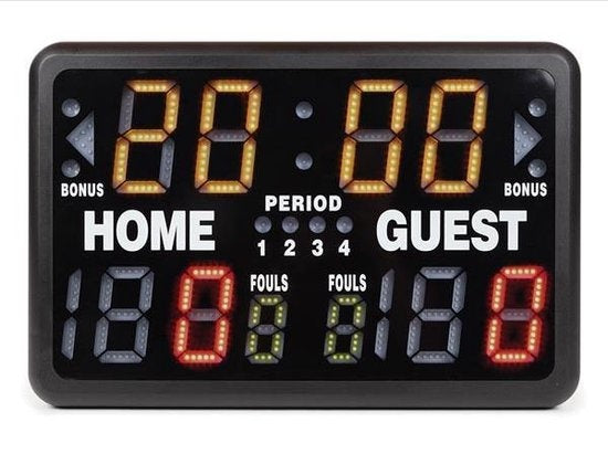 Perel Digitaal scorebord, multisport, met multifunctionele sporttimer, gebruik binnen en buiten, tafelmodel, vrijstaand gebruik of op houder, 40.5 x 62 cm