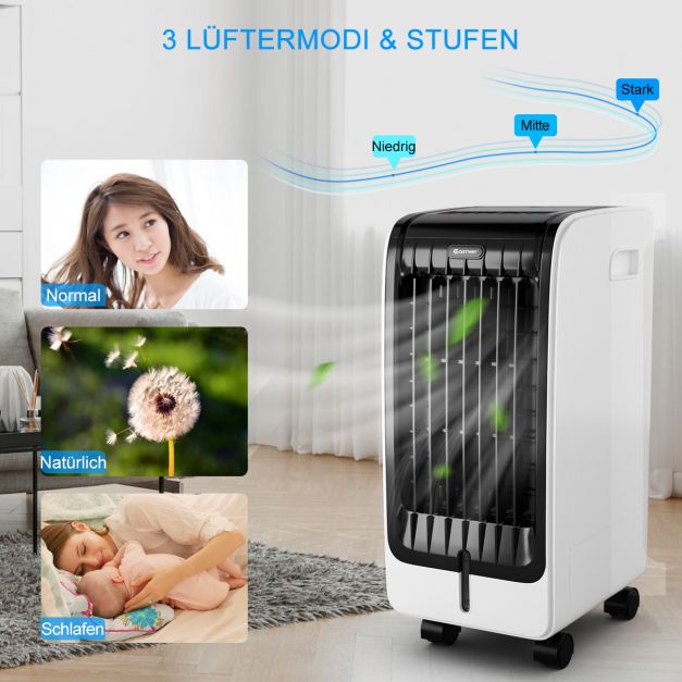 Coast 3-in-1 Mobiele Luchtkoeler 75 W – 6 L – 32 x 25 x 57 cm – Zwart en Wit