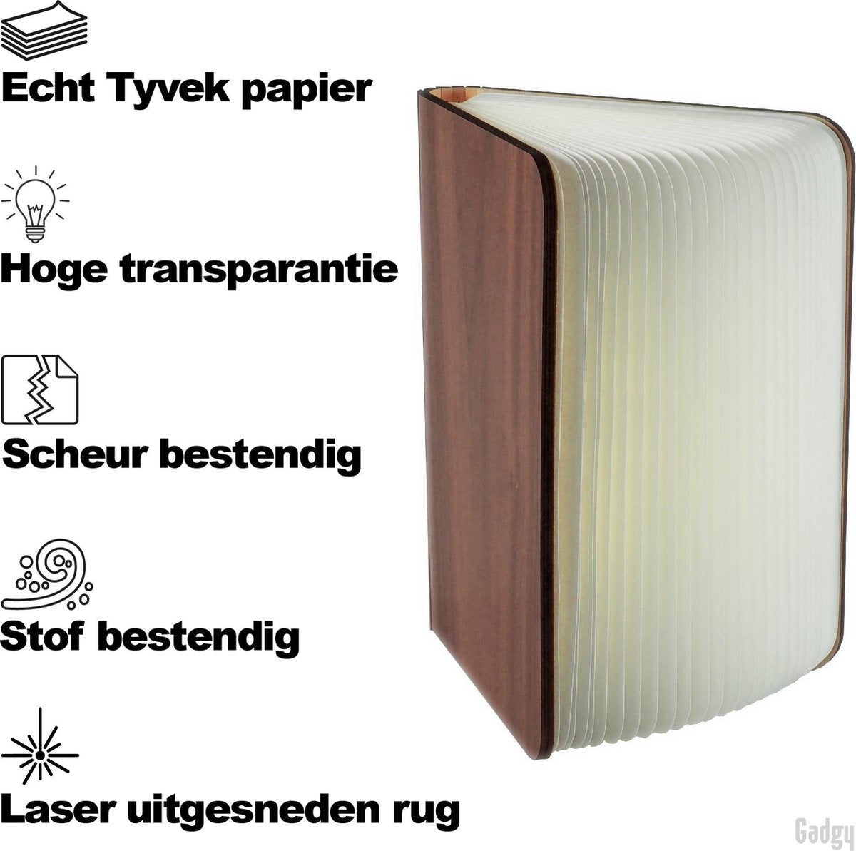 Gadgy Boeklamp – Tafellamp slaapkamer – Sfeerverlichting binnen - Groot: 21.5 x 17cm - Oplaadbaar