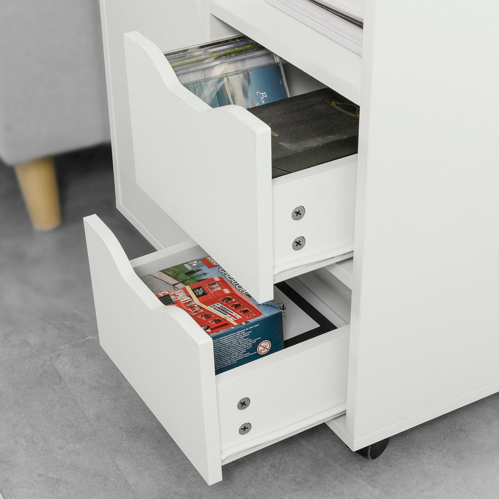 SoBuy Kantoorkastje - Printer standaard met Laden en Deur - Max. 50KG - 60 x 35 x 70 cm - Wit