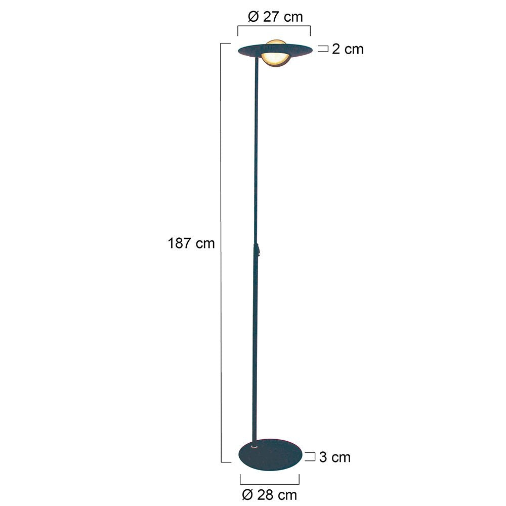 Vloerlamp Zenith LED 1477ZW zwart, hoogte 185 cm, kunststof en metaalmateriaal, kantelbaar, Steinhauer Exclusive