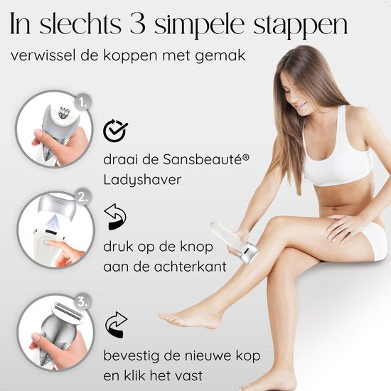Sansbeauté® 7 in 1 Ladyshaves voor Vrouwen - Gezicht - Oksels - Benen - Epilator - Trimmer voor Vrouwen & Dames - Bikinitrimmer Dames - Scheerapparaat Vrouw