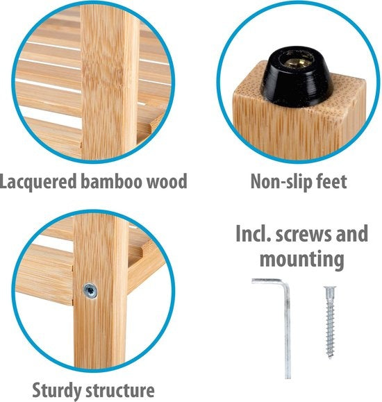 Alpina Badkamerrek 4-laags - Badkamermeubel - 32x33x108,5cm - Bamboe