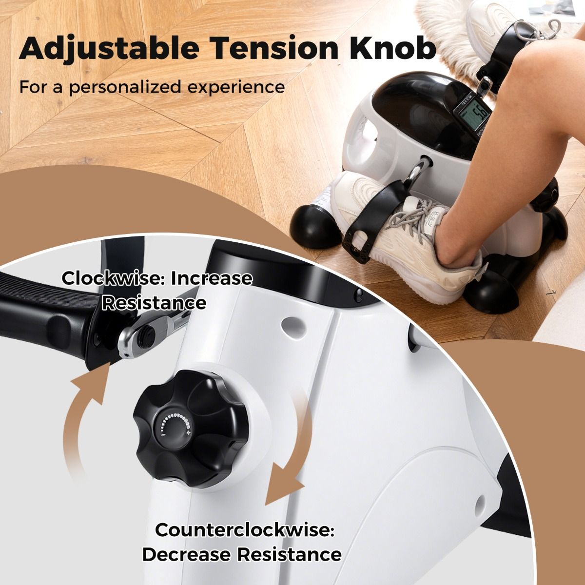 Coast Mini-hometrainer - Arm- en beentrainer - Verstelbare weerstand - Wit