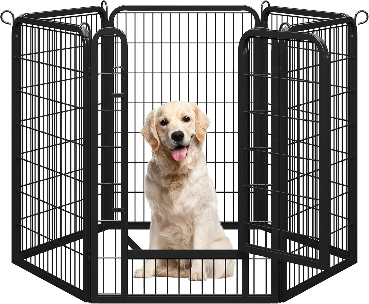Yaheetech Puppyren 6-delige Metalen Puppyloopstal met Deur - 100 cm Hoog - 68 x 100 cm per Paneel - Zwart