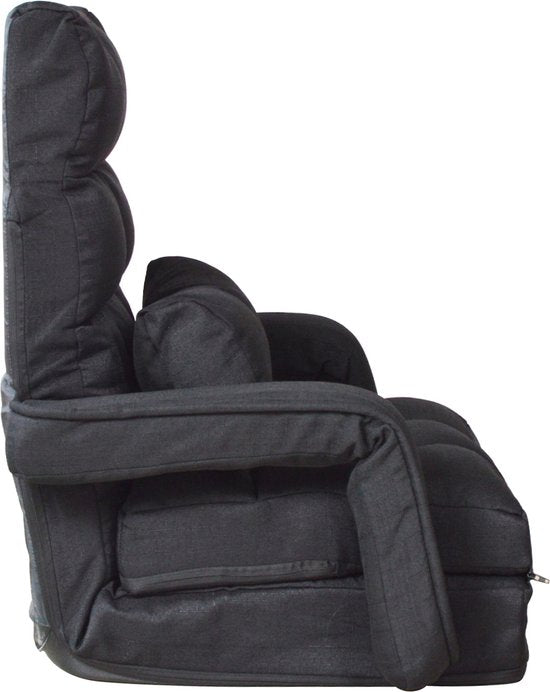 VDD Gaming - Loungestoel - Uitklapbaar tot een ligstoel - Zwart -71x51x50cm