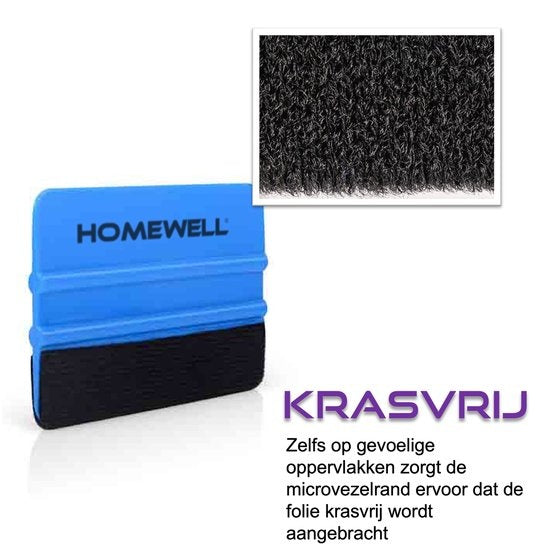 Homewell® Rakel met vilt - Rubberen Squeegee - (voor raamfolie, carwrap, plakfolie, keuken wrappen) 10x7,5cm