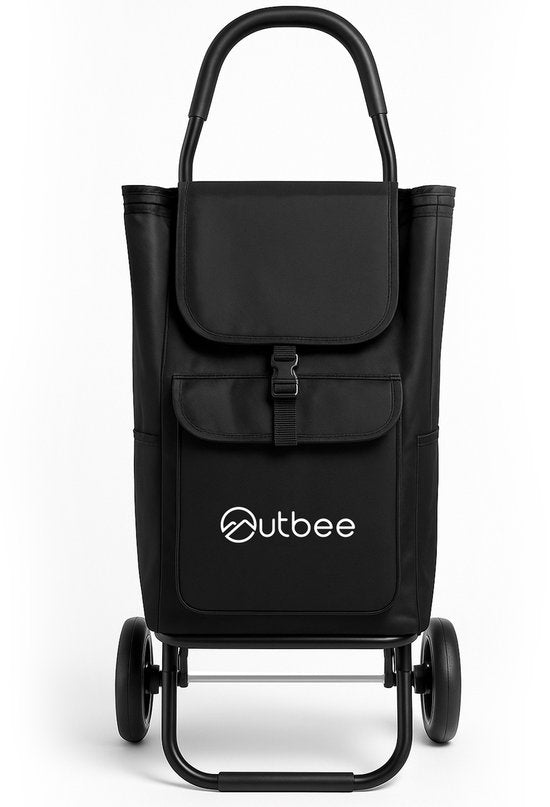 Outbee Boodschappentrolley - Opvouwbaar - Polyester - Met EVA wielen - Aluminium frame - Draagvermogen 45 kg - Zwart