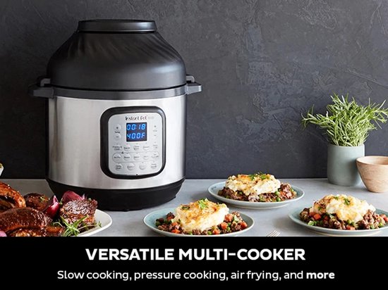 Instant Pot Duo Crisp 7,6L Multicooker + Airfryer - 11-in-1 Snelkookpan - Slowcooker - Sous-vide - Air Fry - Twee-Deksel Systeem - Tot 8 Porties