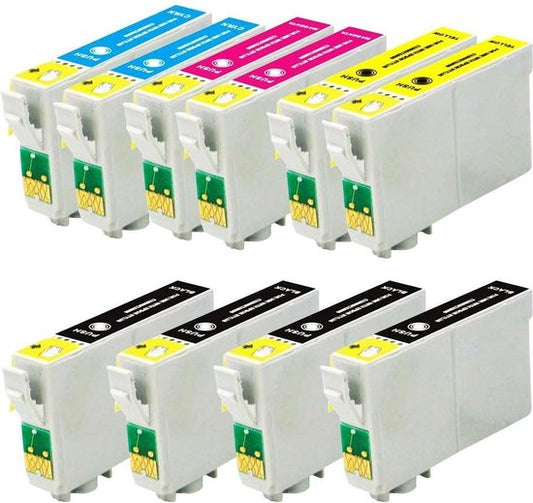 T044 | 10 Pack | Huismerk | Cartridges voor Epson | Gratis 128 GB USB Stick
