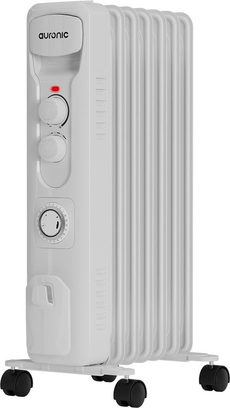 Auronic Olieradiator - Elektrische kachel - Thermostaat - Timer - 3 Standen - tot 1500W Heater - Wit