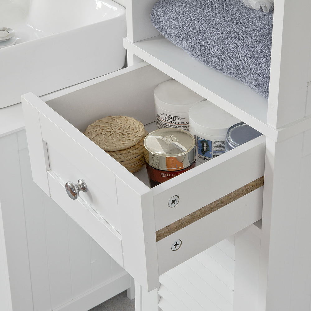 SoBuy FRG236-DG Hoge Badkamerkast - Met Lades - Zwart - Hout - 32x30x170cm