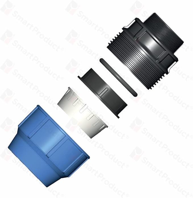 SmartProduct PE T-stuk Koppeling - 20 x 20 x 20 mm - PN16 - DVGW Drinkwater Gecertificeerd - PP - Zwart/Blauw