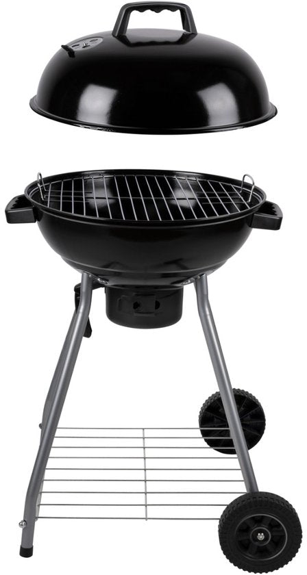 alpina Houtskool BBQ - Kogelbarbecue Ø43 cm - Barbecue met Deksel en Wielen - Geïntegreerd Ventilatiesysteem - Verwijderbare Asopvangbak - Zwart