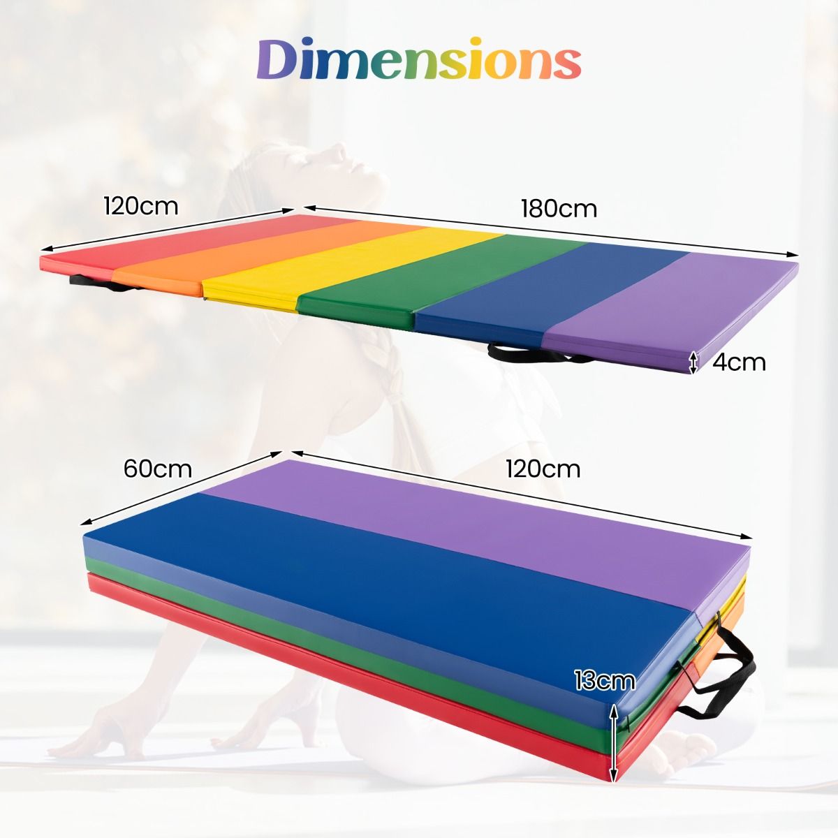 Coast Opvouwbare Turnmat - 3-voudig inklapbaar - 180 cm turnmat - multicolor
