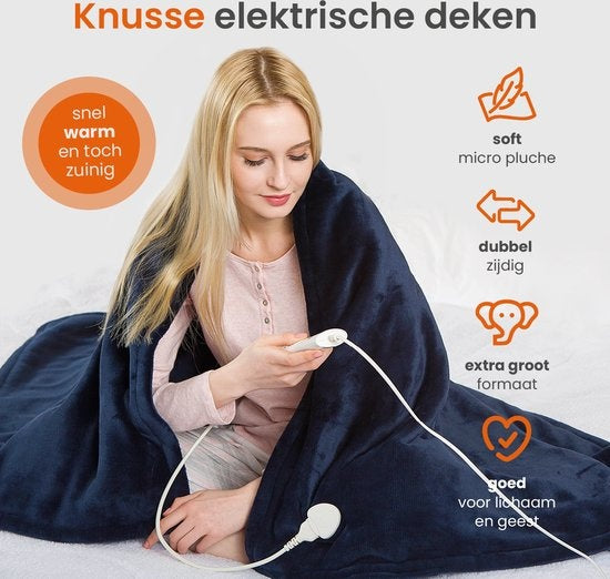 Goliving Elektrische Fleece Plaid - Warmtedeken - Verwarmende Fleecedeken - Elektrische Deken - 3 Warmtestanden - Machinewasbaar - 120 Watt - 2.5 Meter Snoer - Sherpa Flanel - 160 x 120 cm - Bruin