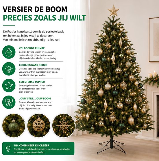 Black Box Trees Frasier Boom - Kerstboom met Natuurlijke Vorm - Kerstversiering voor Binnen - Kunstboom met Scharnierconstructie - Hoogte 185 x Diameter 124 cm - Groen