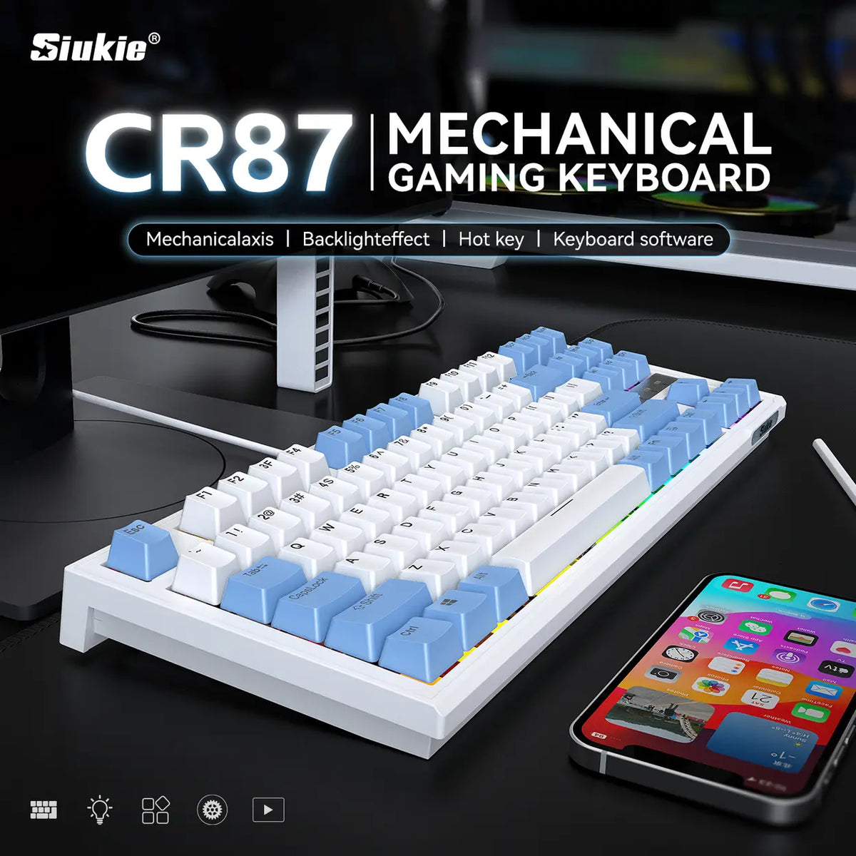 Siukie CR87 Mechanisch Toetsenbord - 87 Toetsen - Verwisselbare Switches
