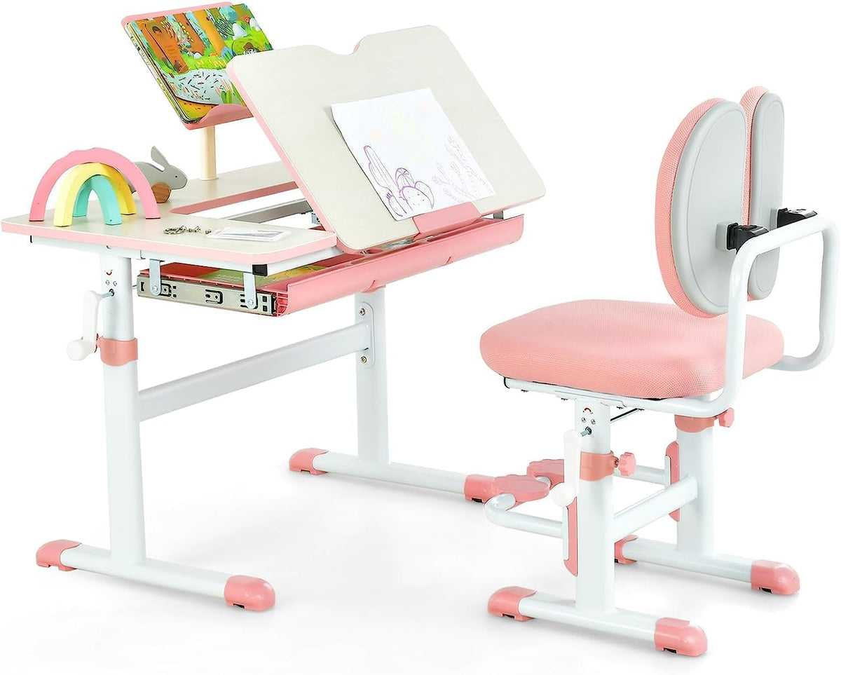 Coast Kinderbureau met stoel - Hoogte verstelbaar - Max. 110 kg - 80 x 52 x 73 cm - Roze