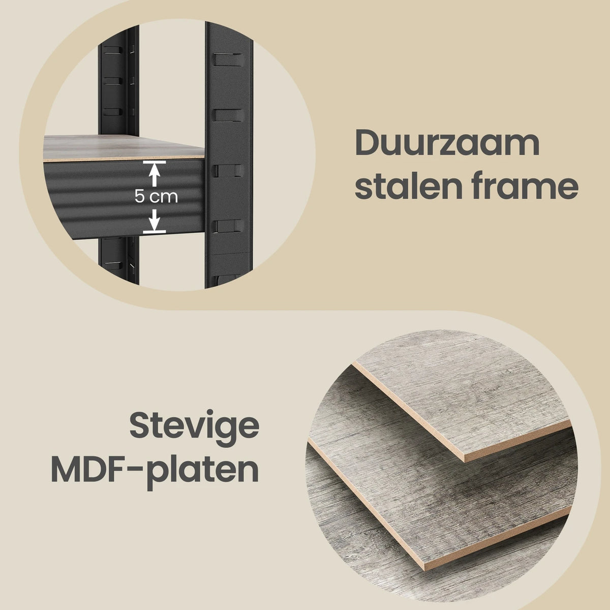 Joyfurnos 5-Laags Stellingkast - Stalen Opbergrek - Zwart