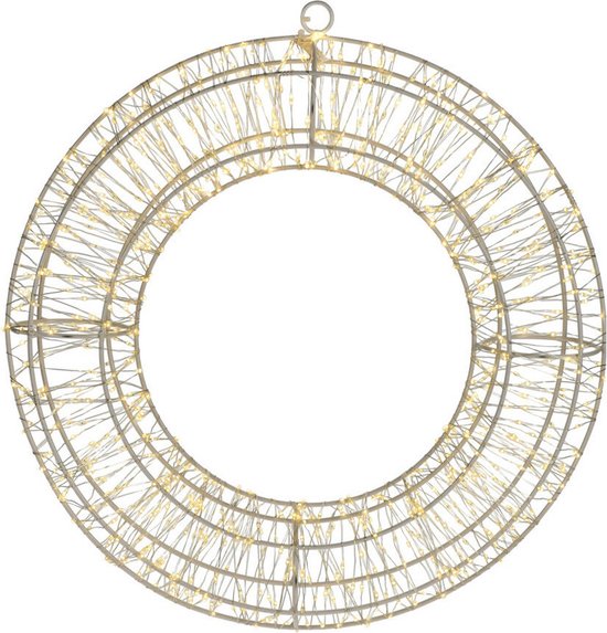 Krans/lichtkrans - warm wit - D38 cm - metaal - kerstverlichting - verlichte kerstkrans
