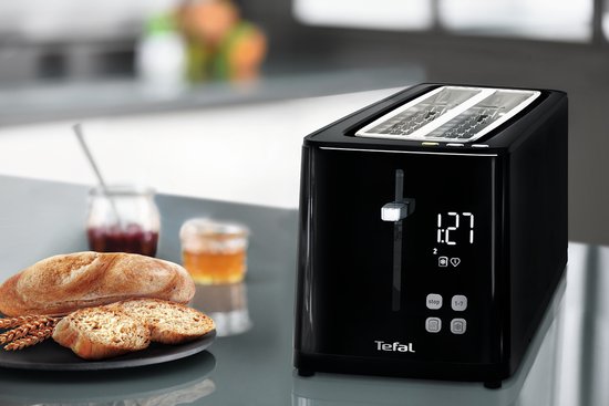 Tefal Smart & Light TL6408 - Broodrooster XL - 4 Sneden brood - Digitaal Display - 7 Bruiningsniveau's - Uitneembare kruimellade