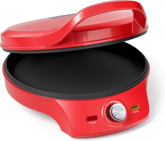 Princess Pizza maker 115007 - Pizzaoven - Regelbare thermostaat tot 220C - Rood - Ø30cm - ook te gebruiken als tafelgrill - voor verse en diepvriespizza's
