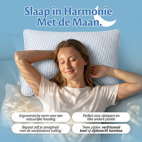 Ella Moon Hoofdkussen Memory Foam - Kussen 50x70 CM - Afstelbaar Traagschuim Nekkussen voor Zij- en Rugslapers - Ergonomisch en Orthopedisch: Vermindert Nekklachten
