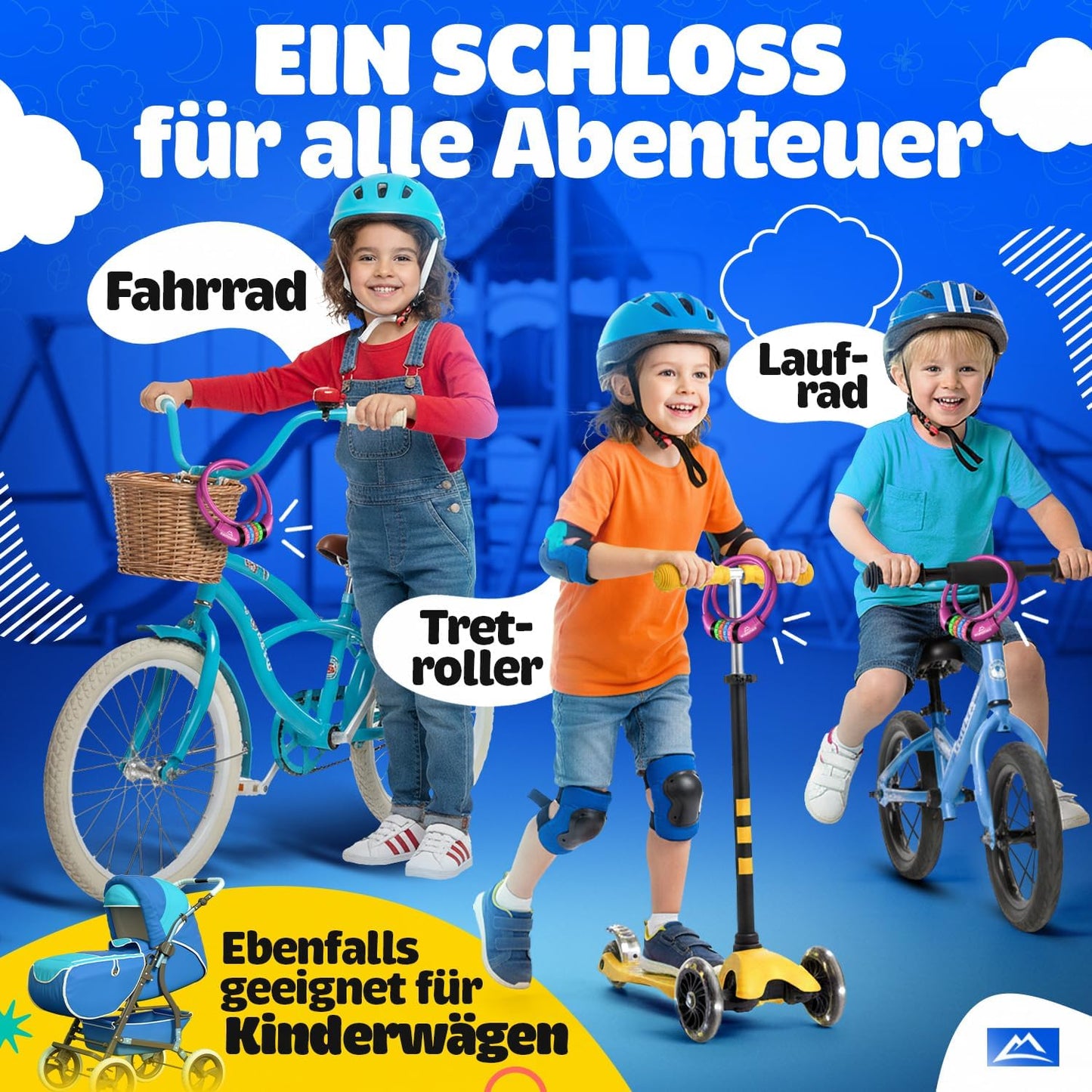 NEXTCOVER® Kinderfietsslot - 4-cijferige cijfercode - Combinatieslot fiets met kleurrijke cijfers - Scooterslot Extra robuust & veilig - Roze