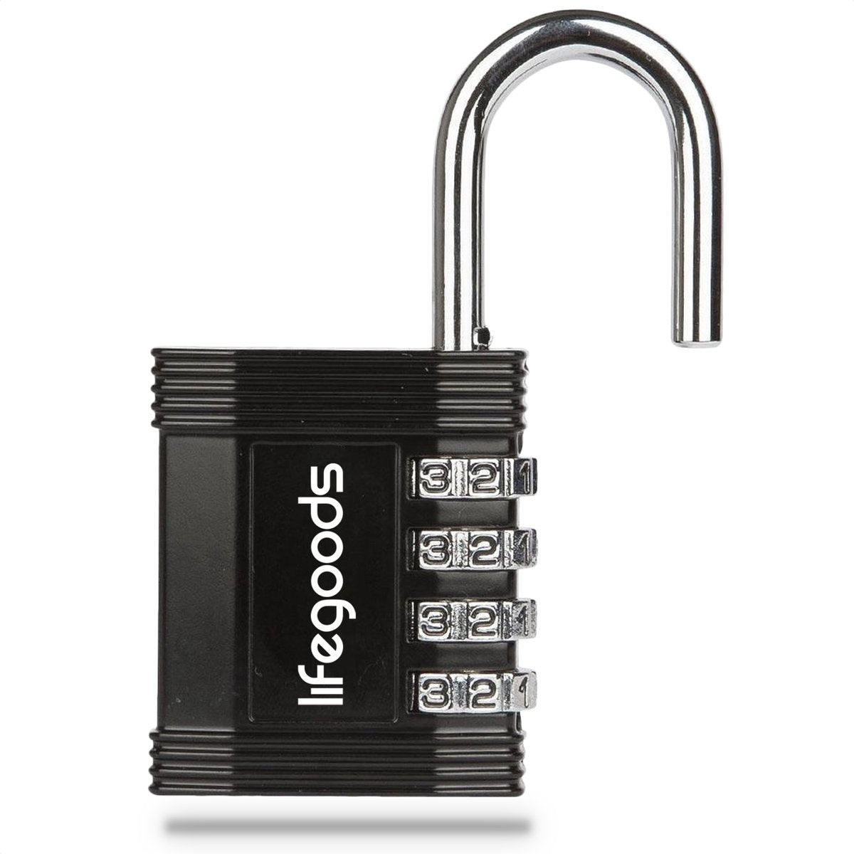 LifeGoods Hangslot - Cijferslot - Kofferslot - Reisslot - 4-Cijfers - Weerbestendig - Zwart